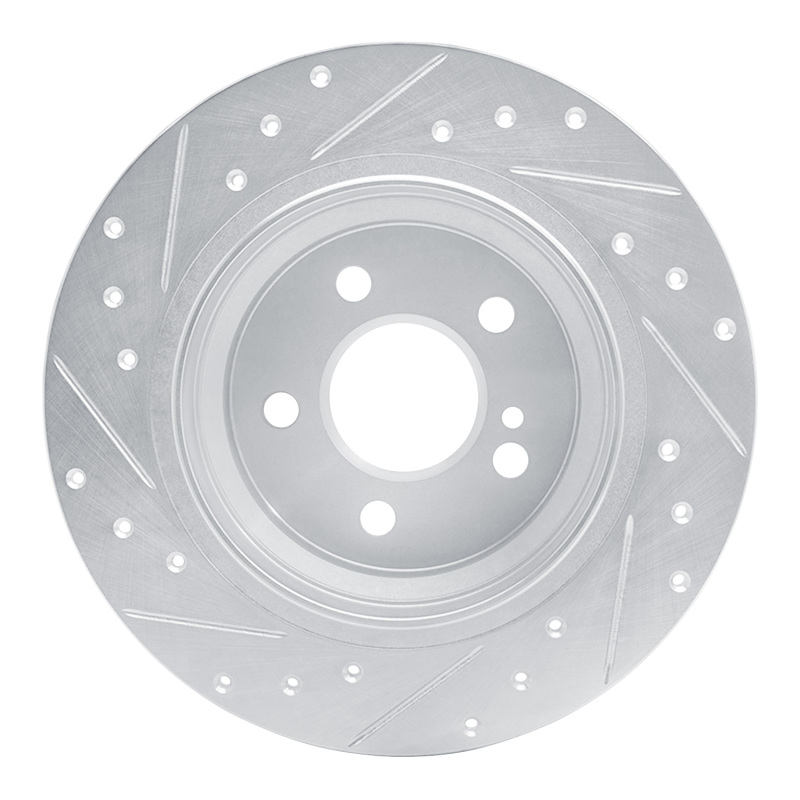 Mercedes-Benz E200 Brake Rotor (1) - Rear Right - R1 Concepts - Drilled & Slotted - Silver - `03-`16